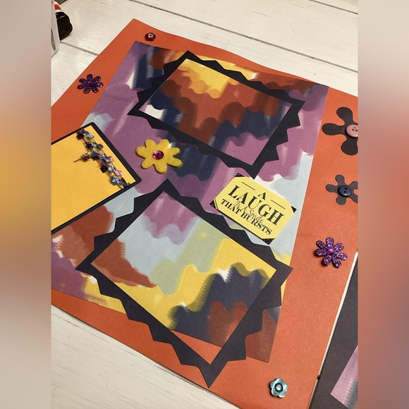 12x12 Pre-Made Friends Colorful Scrapbook Pages Set (4 pages) - Picture 7 of 7